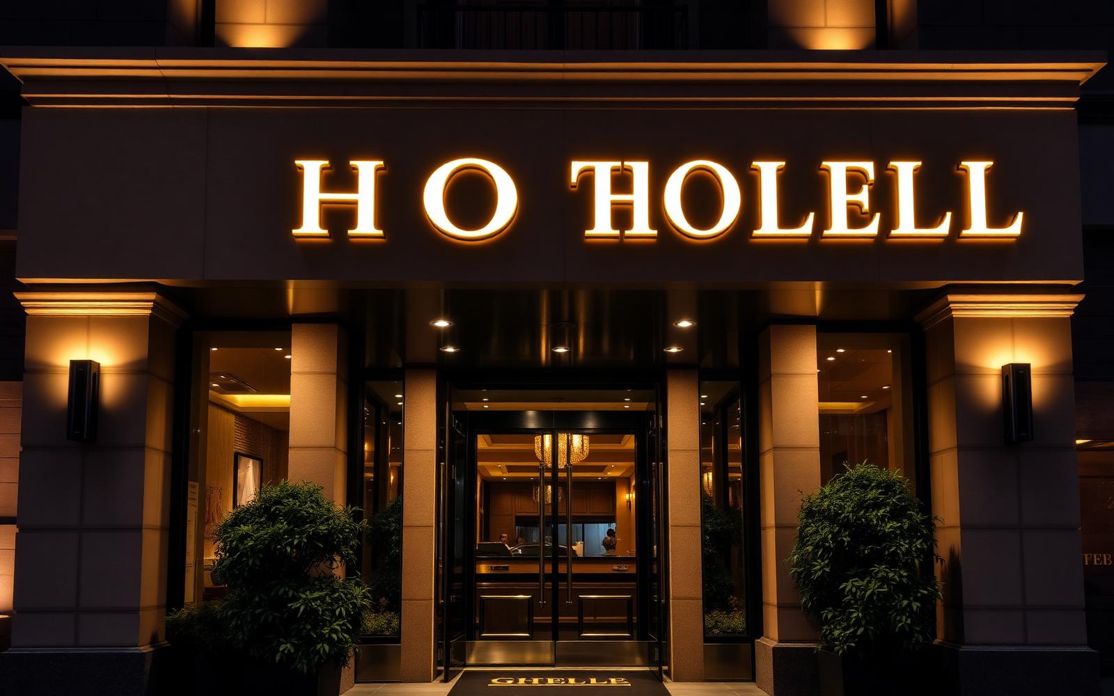 Shree Hotel entrance at night